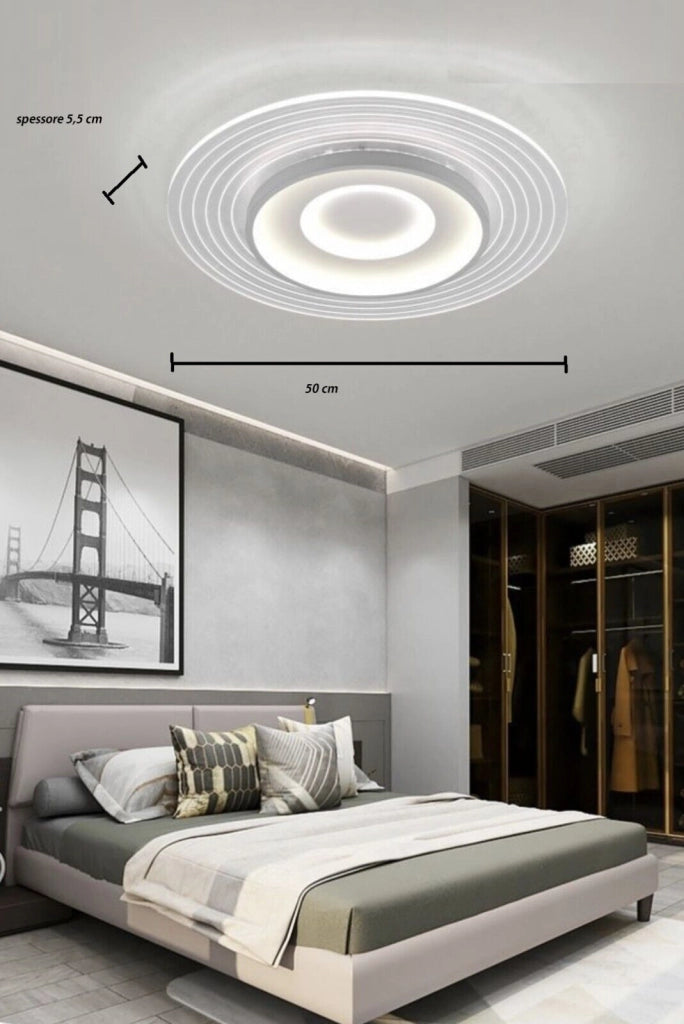 Plafoniera lampadario moderno con illuminazione Led da soffitto 38w Luce Bianca 4000K
