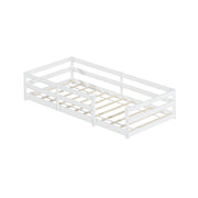 Letto per Bambini 90x200 cm - Letto Basso con Sponda in Legno Massello - Bianco