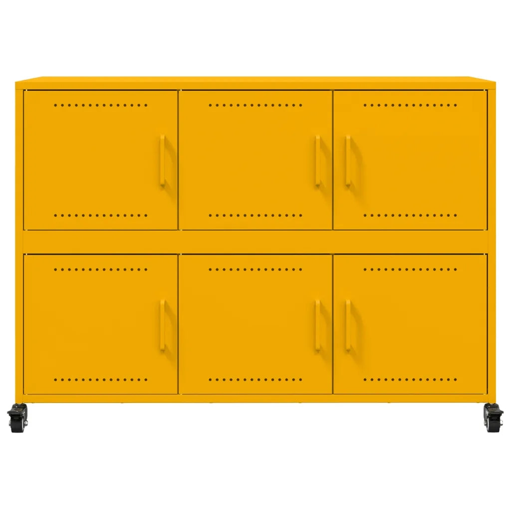 Credenza-Buffet-Armadio da cucina Giallo Senape 100,5x39x72 cm Acciaio Laminato a Freddo