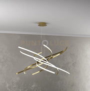 TORNADO SOSPENSIONE D.80 CM. ORO BRUNITO VERNICIATO LUCE NATURALE 4000K 1163-S80 N-OB
