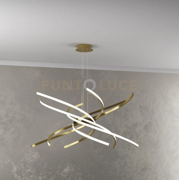 TORNADO SOSPENSIONE D.80 CM. ORO BRUNITO VERNICIATO LUCE NATURALE 4000K 1163-S80 N-OB