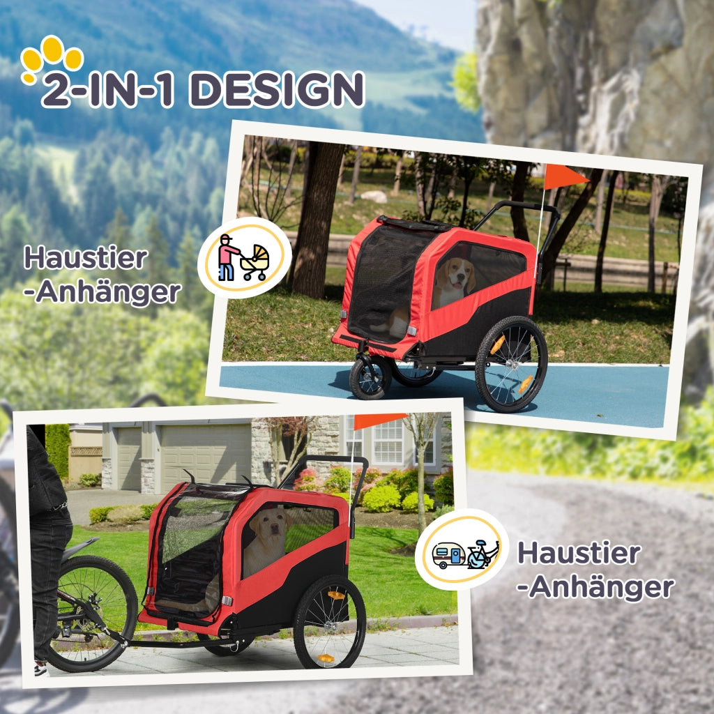Rimorchio Bicicletta per Bambini ¨C Xylo ¨C Rosso con Riflettori e Bandiera 170x77x90 cm