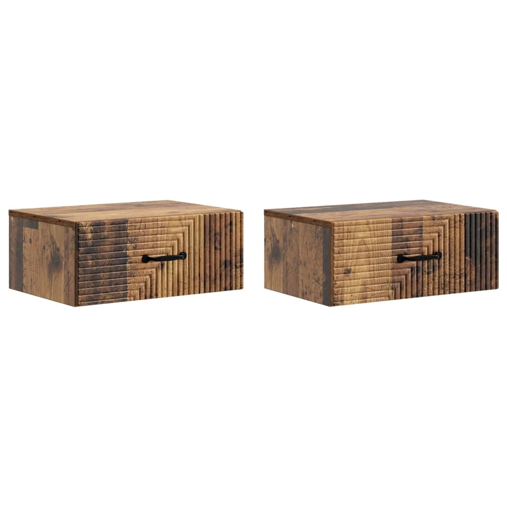 Mobiletto da notte a muro 2 pcs Legno antico 49 x 34,5 x 20 cm 898632