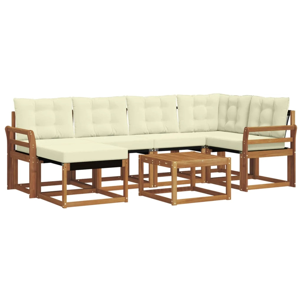 Set di divani da esterno con cuscino 7 pcs Naturale e Crema