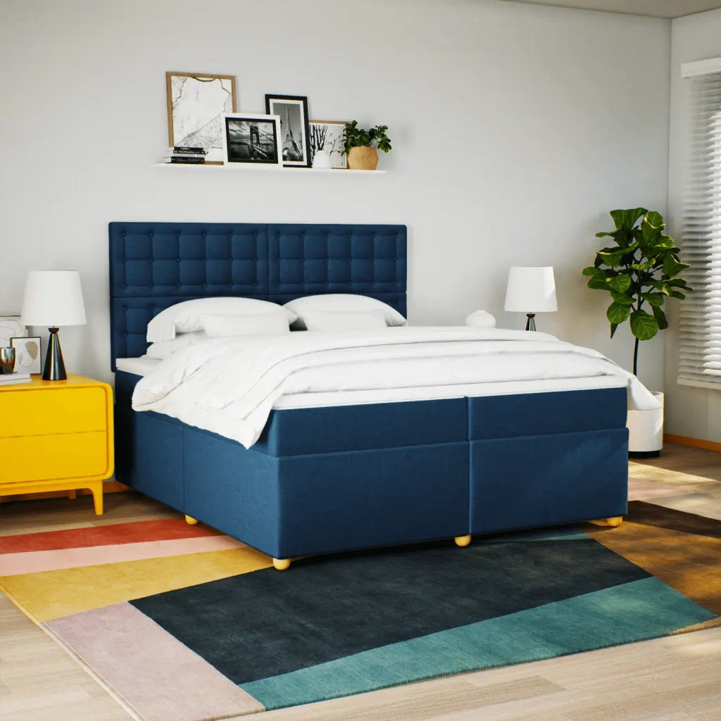 Giroletto a Molle con Materasso Blu 200x200 cm in Tessuto 3291407