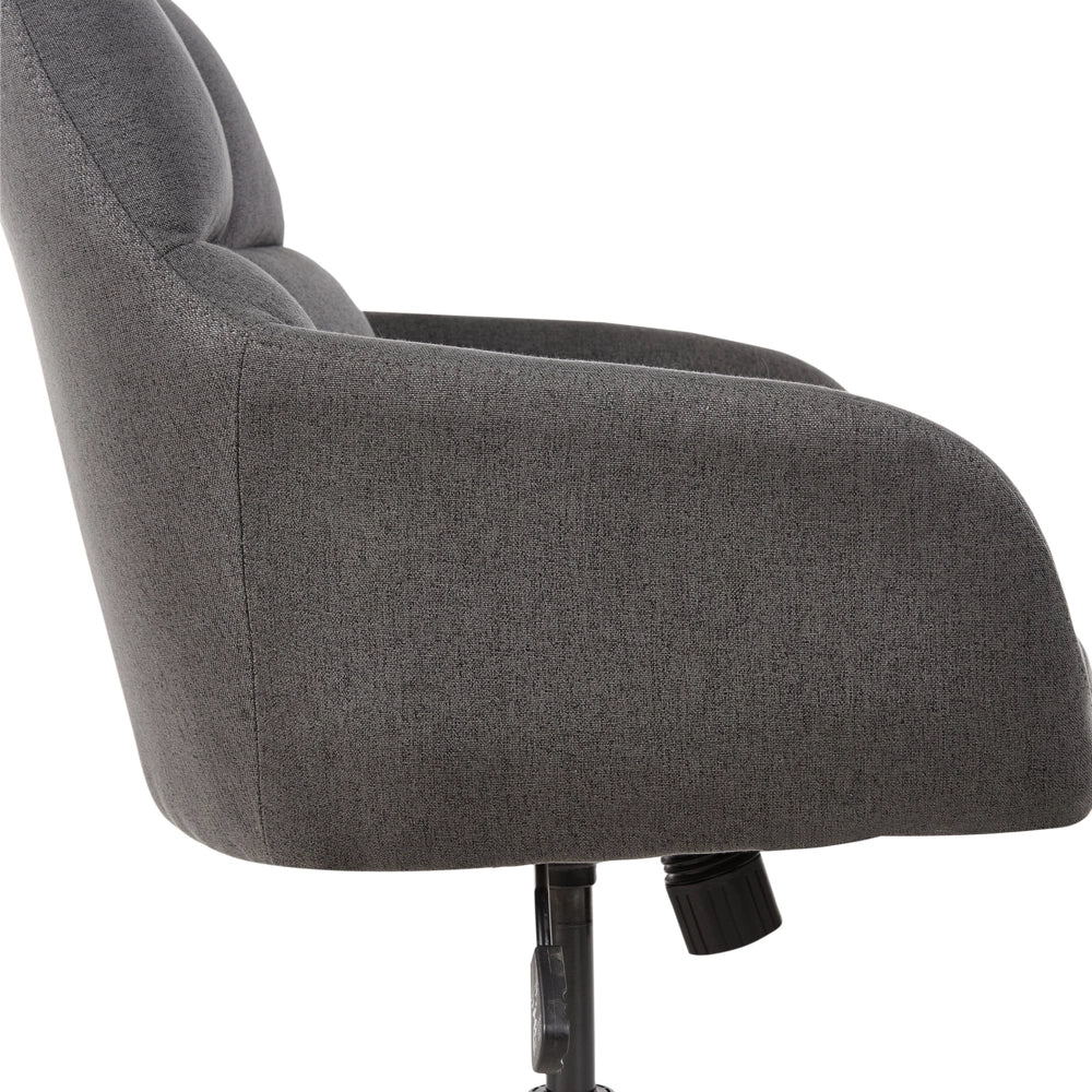 Sedia da ufficio in tessuto grigio con struttura in metallo nero con funzione girevole ufficio elegante
