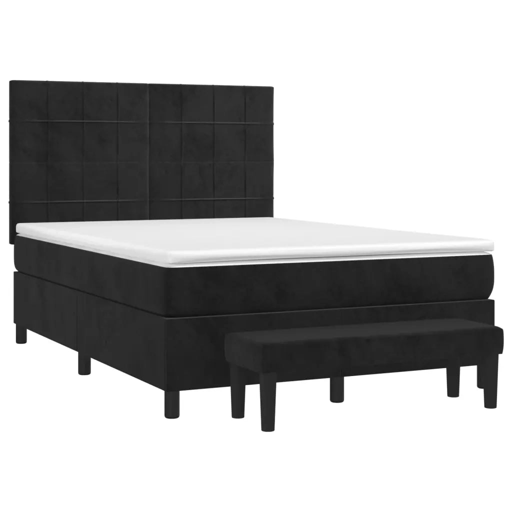 Giroletto a Molle con Materasso Nero 140x190 cm in Velluto 3137841