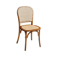 Set di 4 sedie in legno e rattan vintage , effetto noce