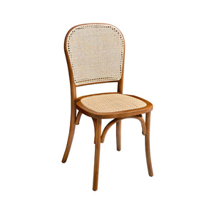 Set di 4 sedie in legno e rattan vintage , effetto noce