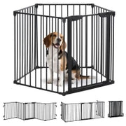 Cancellino per Cani Taglia Piccola e Media Pieghevole a 5 Pannelli, in Metallo e Plastica, 300x3x74.5 cm, Nero
