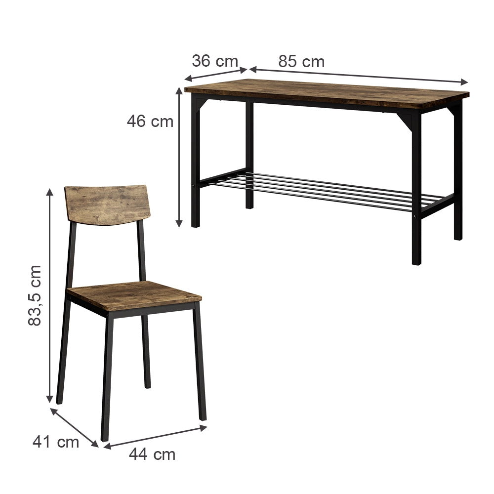 Vicco Panca e sedia Nero/quercia rustico 85 x 46 cm 3 parti