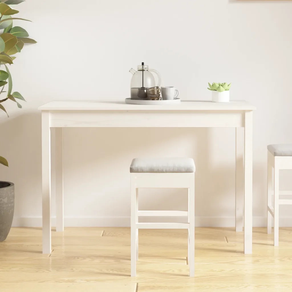 Tavolo da Pranzo Bianco 110x55x75 cm in Legno Massello di Pino 814250