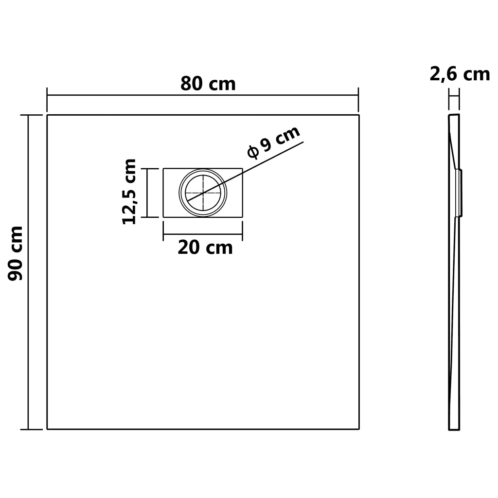 Piatto Doccia in SMC Grigio 90x80 cm