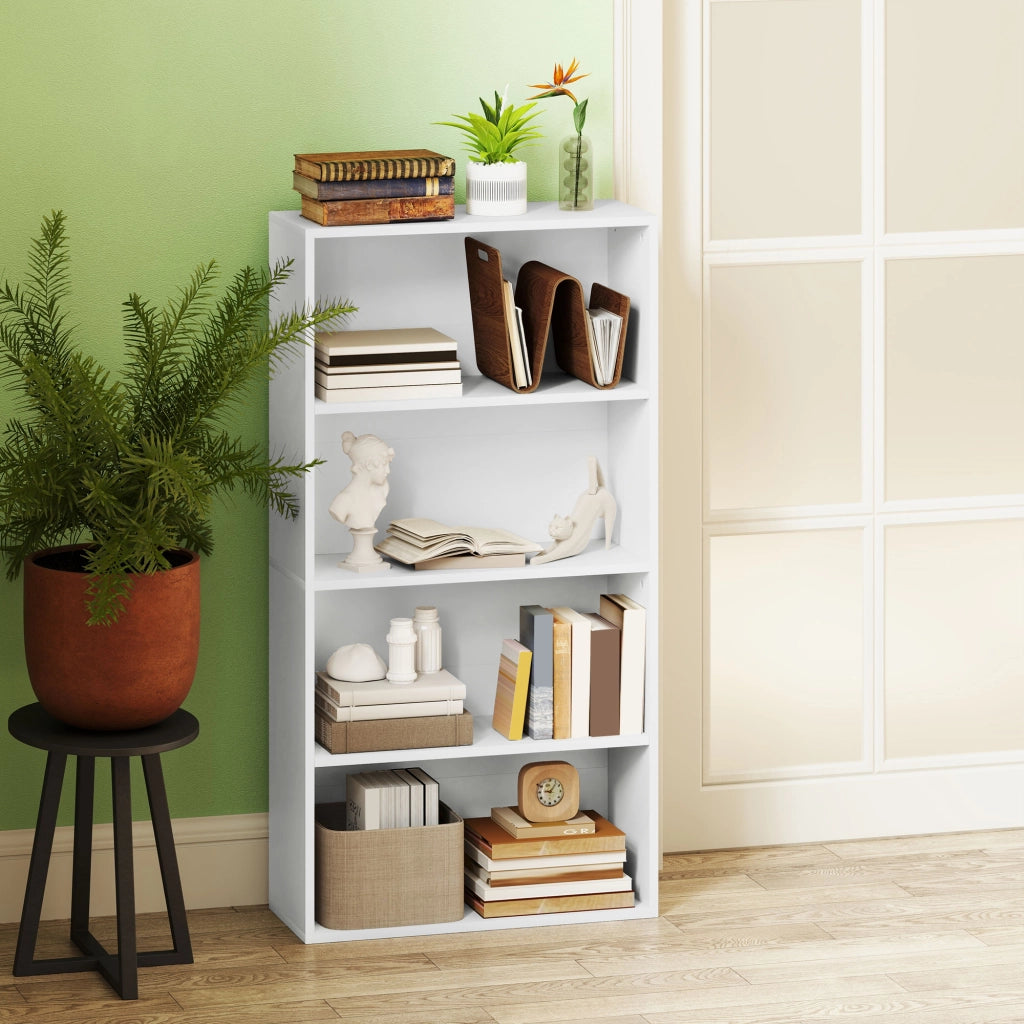 Mobile Libreria a 4 Ripiani 60x24x115,5 cm Scaffali regolabili in Legno Bianco