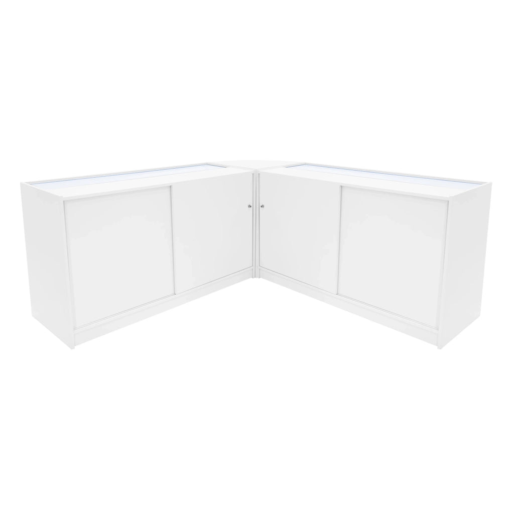 Set Bancone Bianco Hera LED K1500 C1500 CM60 con Serratura e Vetrina Espositiva
