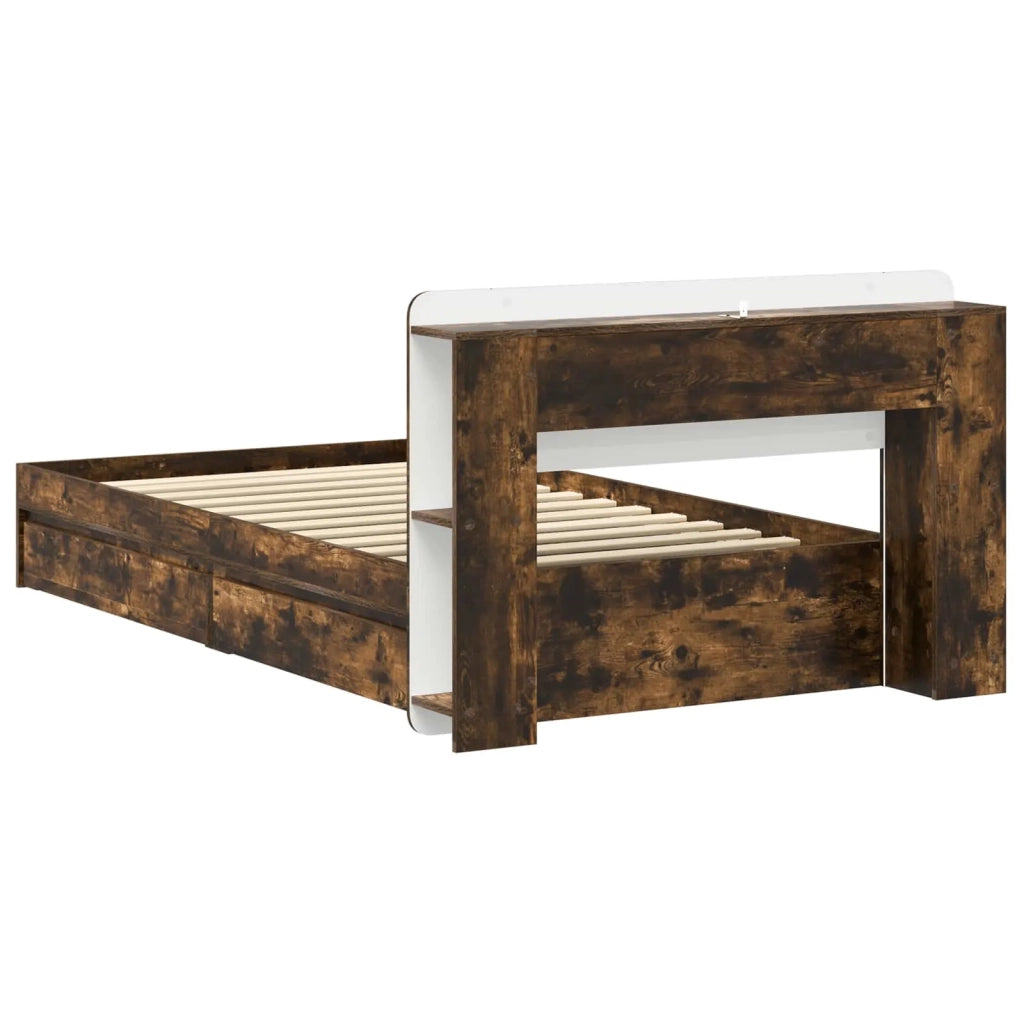 Telaio del letto con storage Rovere Fumo 100 x 200 cm