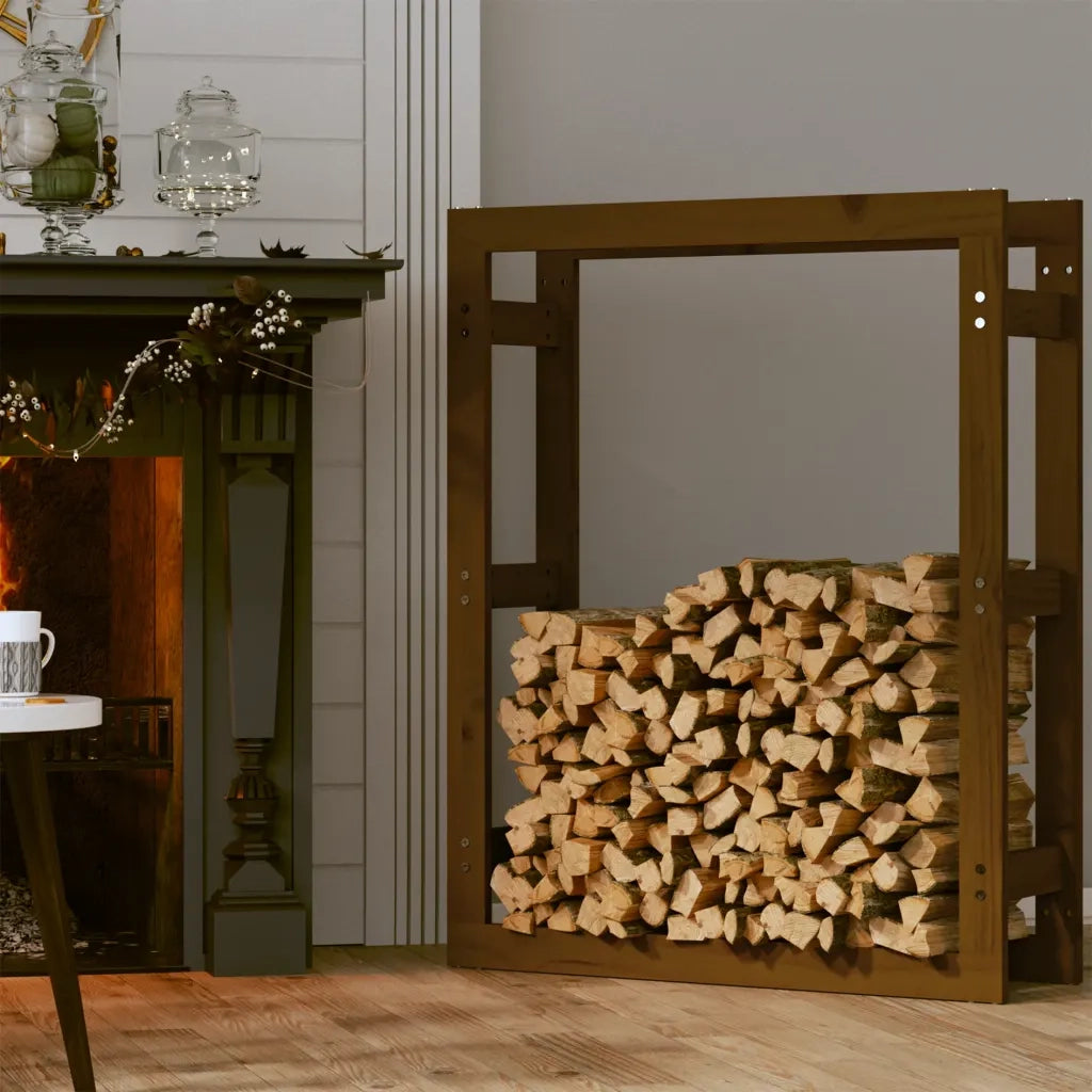 Portalegna Marrone Ambra 80x25x100cm in Legno Massello di Pino 822420