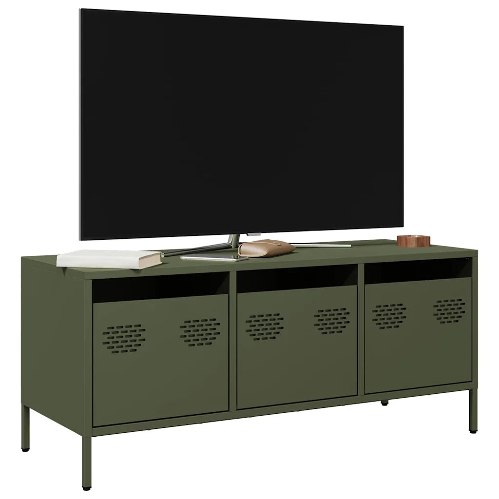 Mobile TV | Armadietto TV | Mobile Porta TV Verde Oliva 101,5x39x43,5cm Acciaio Laminato a Freddo
