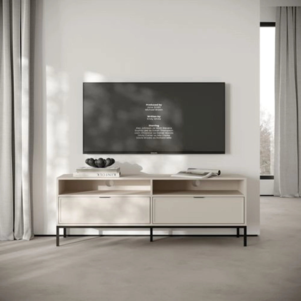 Liloraba, Mobile Porta tv 2 Cassetti, 150x40x60h cm Beige