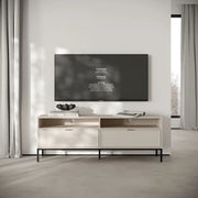 Liloraba, Mobile Porta tv 2 Cassetti, 150x40x60h cm Beige