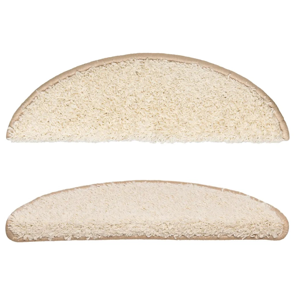 Tappetini per scale 15 pz | Gradini per Scale 56x17x3 cm Crema Semicircolari