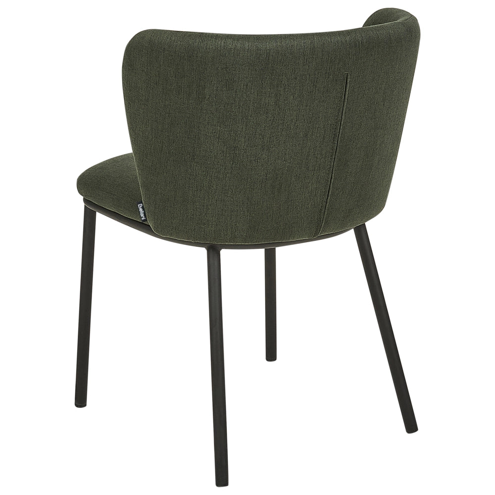 Set di 2 sedie da pranzo in poliestere verde Rivestimenti in metallo nero Gambe senza braccioli Schienale curvo Design moderno e contemporaneo