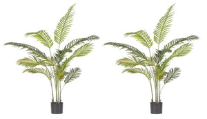 Set 2 Piante Artificiali di Kenzia Ø90x120 cm in Plastica con Vasi Verde