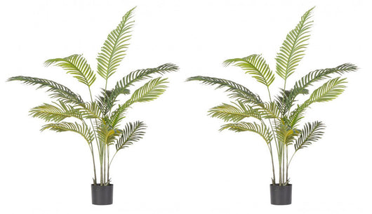 Set 2 Piante Artificiali di Kenzia Ø90x120 cm in Plastica con Vasi Verde