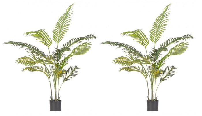 Set 2 Piante Artificiali di Kenzia Ø90x120 cm in Plastica con Vasi Verde
