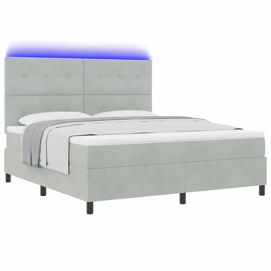 Letto a Sorgente LED Grigio chiaro 180 x 200 cm Velluto 3343328