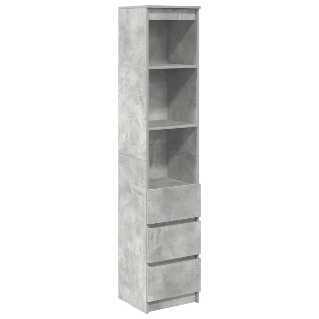 Credenza-Buffet-Armadio da cucina Grigio Cemento 37,5x35x180 cm in Legno Multistrato 844637