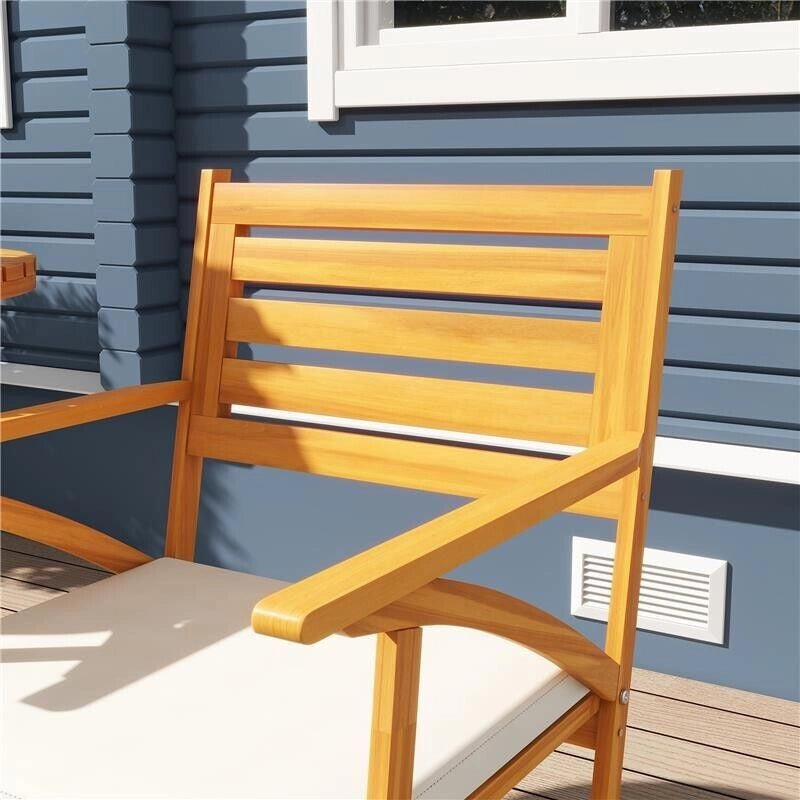 SET DA GIARDINO 3 PEZZI IN LEGNO DI PINO CON TAVOLO ROTONDO Ø68X78 CM E 2 SEDIE 55X52X87.5 CM CON CUSCINI