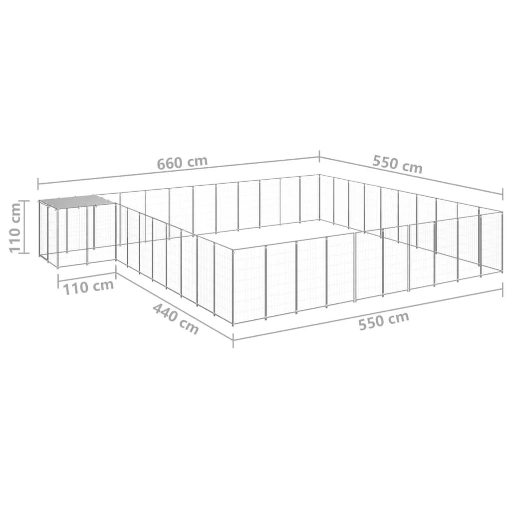 Gabbia per cani da esterno recinto per animali colore argento 31,46 m² in acciaio codice 02_0000268