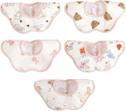 Set di 5 Slabbetti Assorbenti in Cotone per Bambini e Ragazze - Cotone Golf Mousseline - Slabbetti di Cucitura - Doppie Dita - Doppie Dita con Cerniere Regolabili - Adatti a Neonati