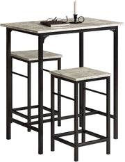 Set Tavolo da Bar Alto con 2 Sgabelli - Tavolo Salvaspazio per Cucina Piccola e Balcone, Stile Industriale Moderno - Tavolino Alto da Esterno per Giardino o Terrazzo OGT10-HG