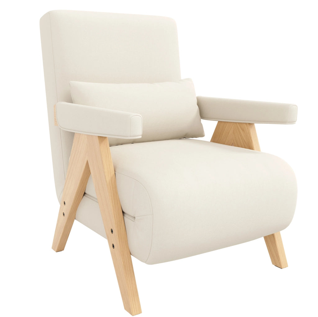Poltrona letto 3 in 1 beige con schienale regolabile