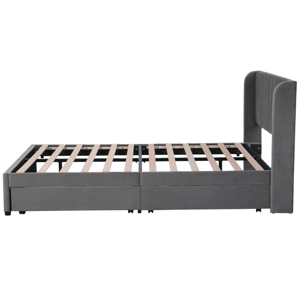 letto in velluto grigio 160 x 200 cm