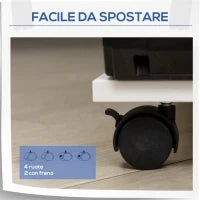 Mobiletto per Stampante in Legno con 4 Ruote, Mensola Regolabile e Piano per CPU, Bianco
