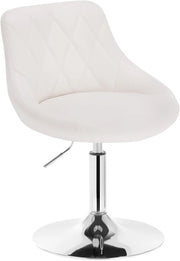 Casa Sedia Alta per Cucina con Schienale in PU, senza Poggiapiedi, l'altezza può essere regolata tra 42-58 cm, Bianco, BH241ws-1