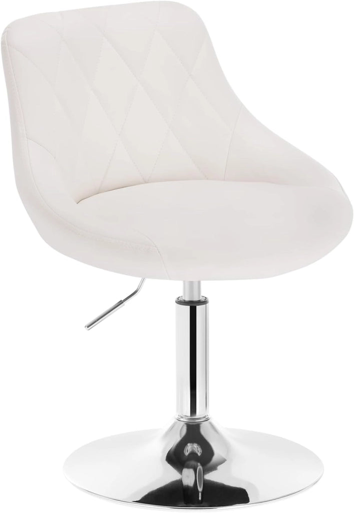 Casa Sedia Alta per Cucina con Schienale in PU, senza Poggiapiedi, l'altezza può essere regolata tra 42-58 cm, Bianco, BH241ws-1