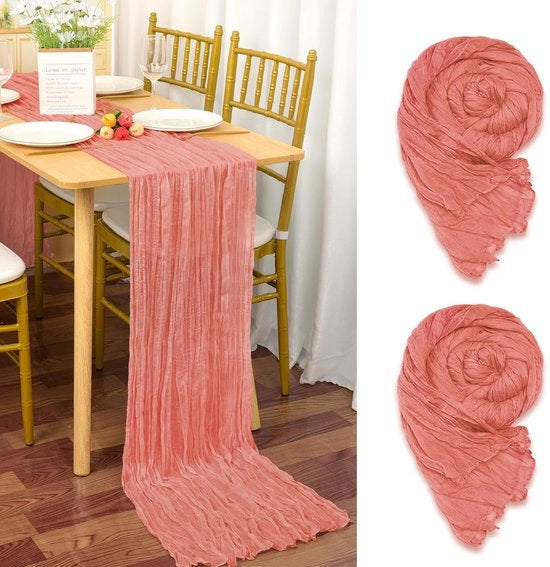 2 pezzi di tovaglia per tavola in seta rosa blush, 90 x 300 cm Tovaglia per tavola in seta pera Tovaglia per tavola in stoffa rustica Boho Tovaglia per tavola da sposa per festa di matrimonio decorazione per tavola da sposa
