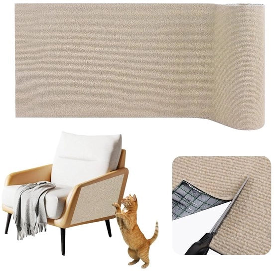 Mat per gatti - autofixante - tappeto di protezione - Khaki - 40 cm x 4 m