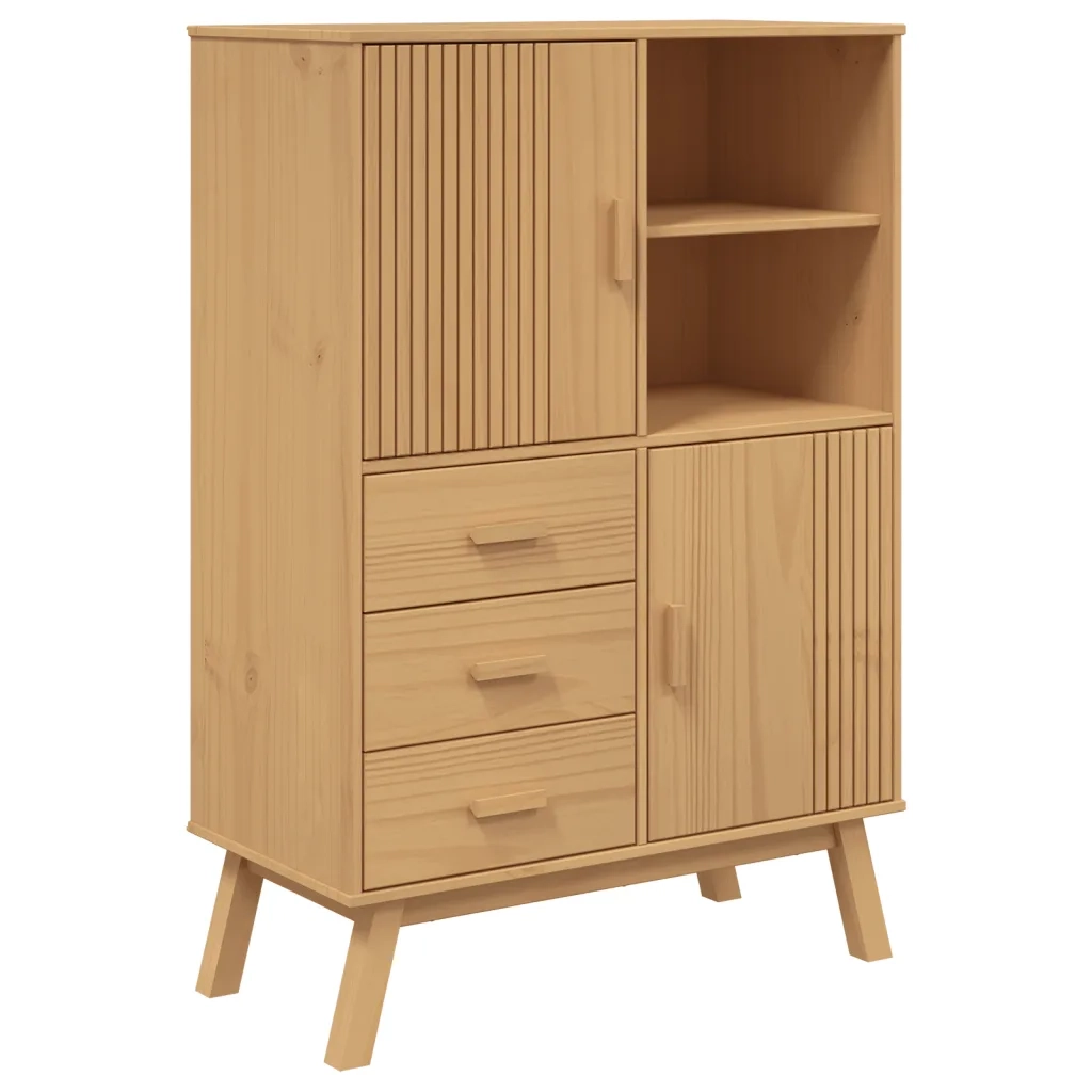 Credenza OLDEN Marrone 85x43x125 cm in Legno Massello di Pino 358615