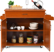 Carrello da cucina con piano di lavoro, armadio da cucina in legno con ruote, trolley da cucina con cassetto e ripiano regolabile, portaspezie, carrello da cucina, 116 x 40 x 85 cm