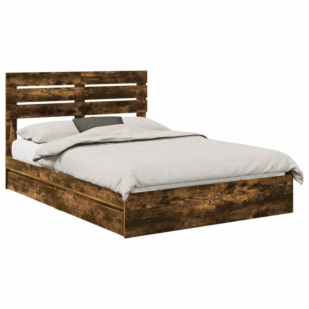 Letto con Contenitore con testiera Rovere fumé 160 x 200 cm 3411557