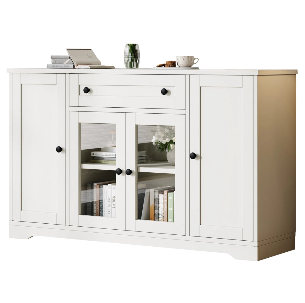 SIDEBOARD 4 ante e 1 cassetto 138x40x83 cm MDF bianco