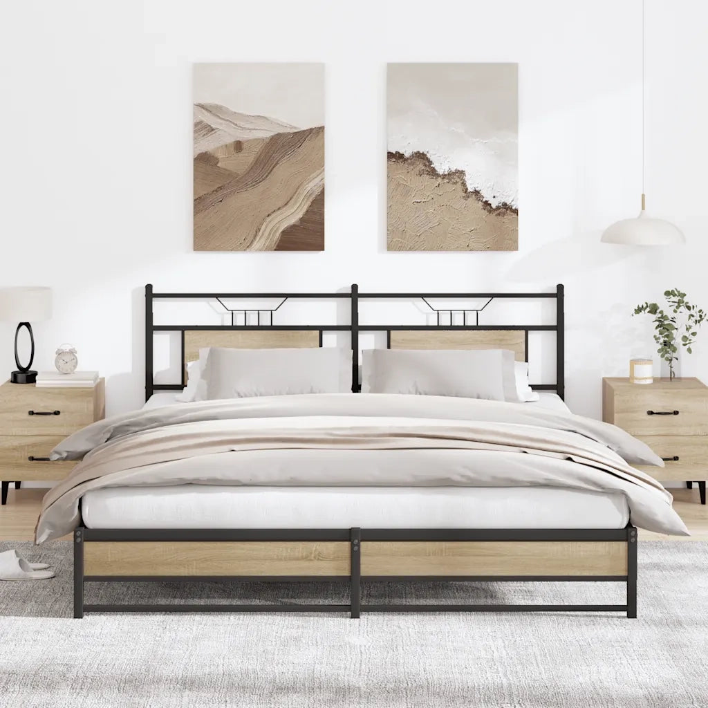 vidaXL Giroletto senza Materaso in Metallo Rovere Sonoma 183x213 cm
