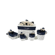 Set 5 cesti in vimini bianco Koala con baule, tema koala blu marino
