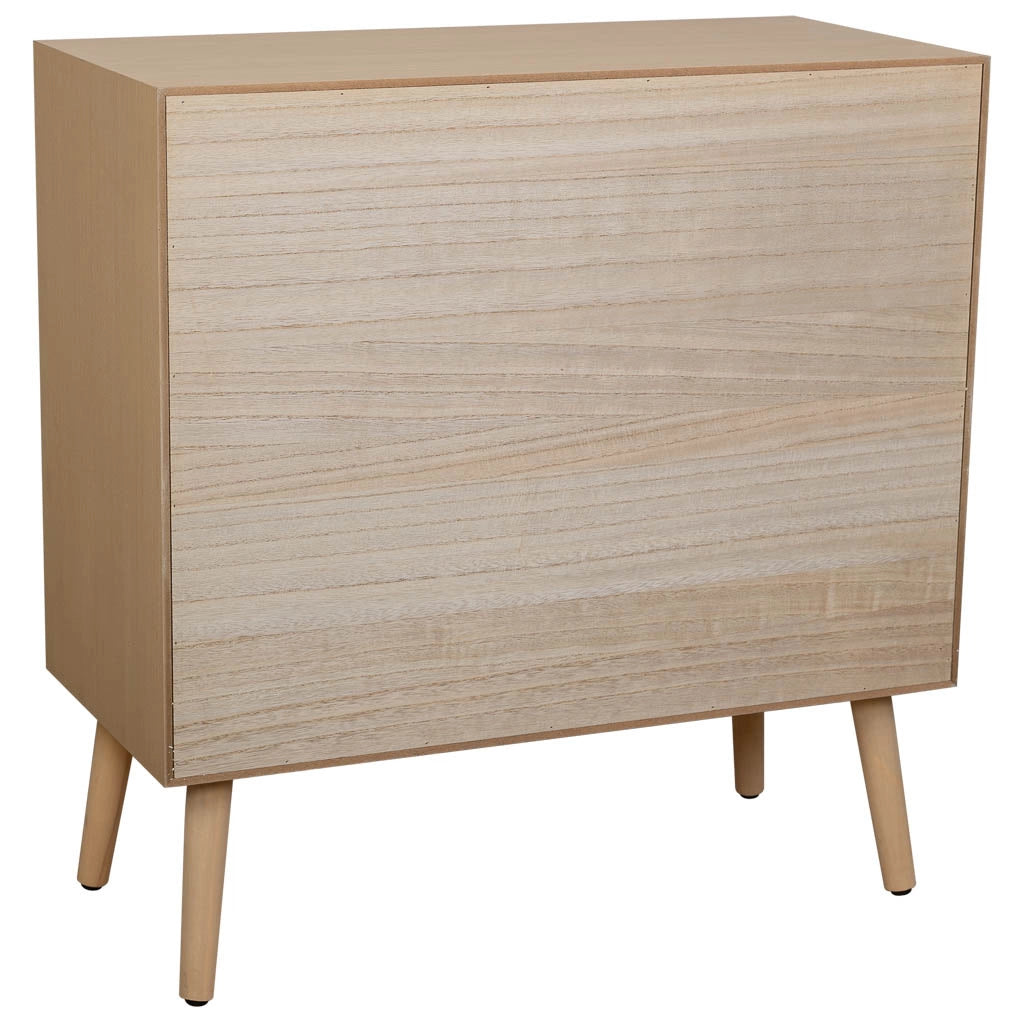 Cassettiera in MDF e rattan, 3 cassetti, marrone, 75x35x78