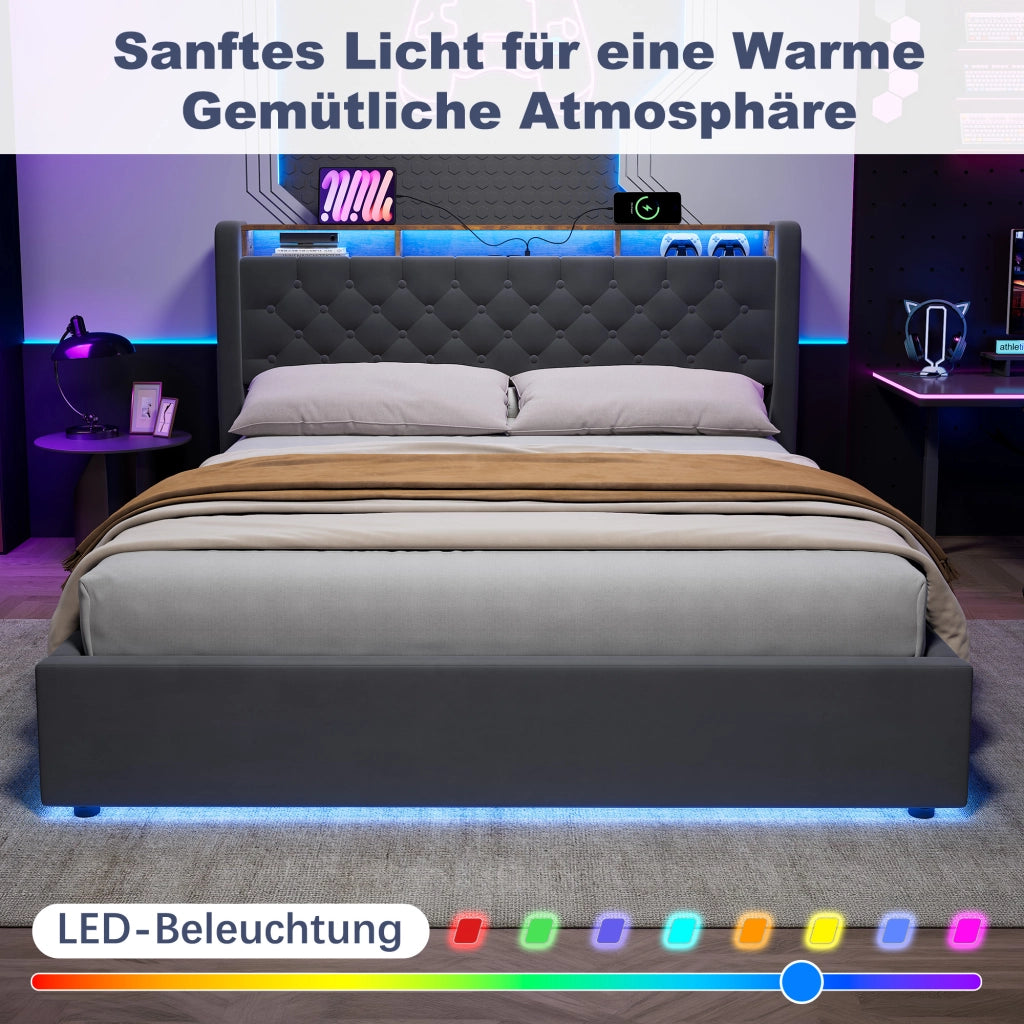 Letto contenitore 160x200 cm, colore grigio